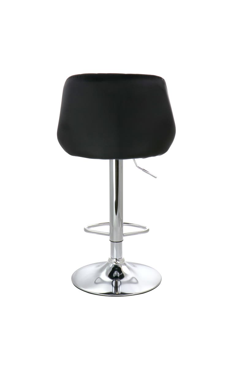 Elama 2 Piece Diamond Stitched Faux Leather Bar Stool with Adjustable Height, Alternate, color, Black