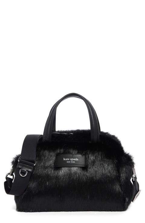 puffed faux fur satchel