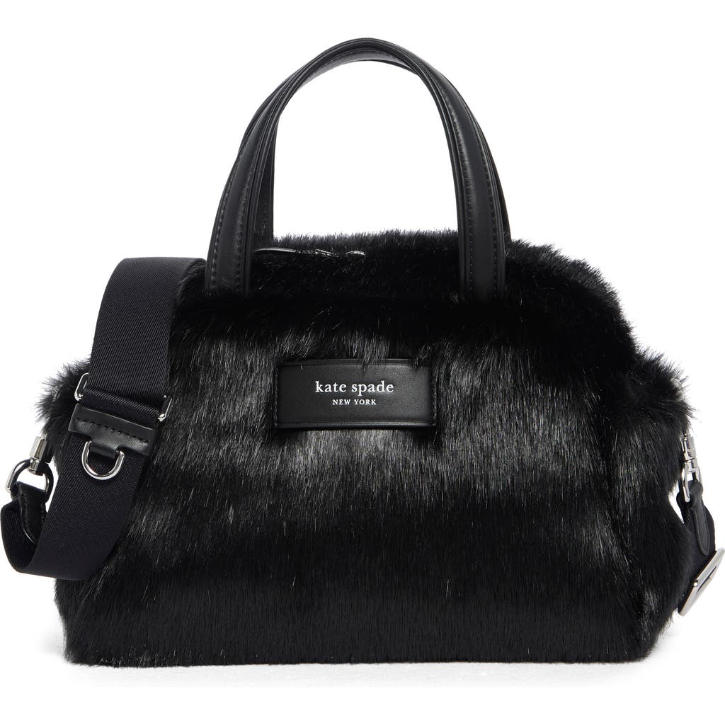 Kate Spade New York Puffed Faux Fur Satchel In Black