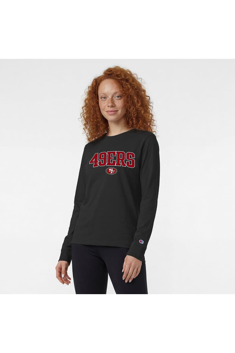 Women's Champion Black San Francisco 49ers Core Logo Long Sleeve T-Shirt, Main, color, Black