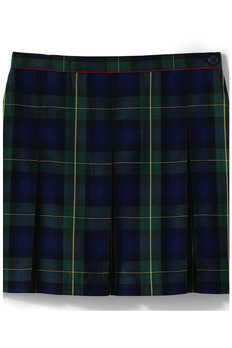 School Uniform Girls Plaid Box Pleat Skirt Top of the Knee, Main, color, Plaid Hunter/Classic Navy