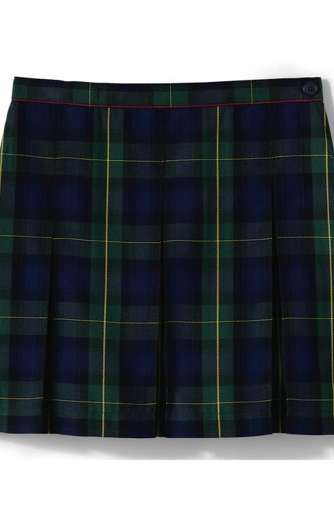 School Uniform Girls Plaid Box Pleat Skirt Top of the Knee