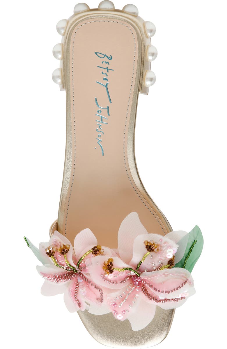 Betsey Johnson Rosia Beaded Flower Sandal, Alternate, color, Light Gold