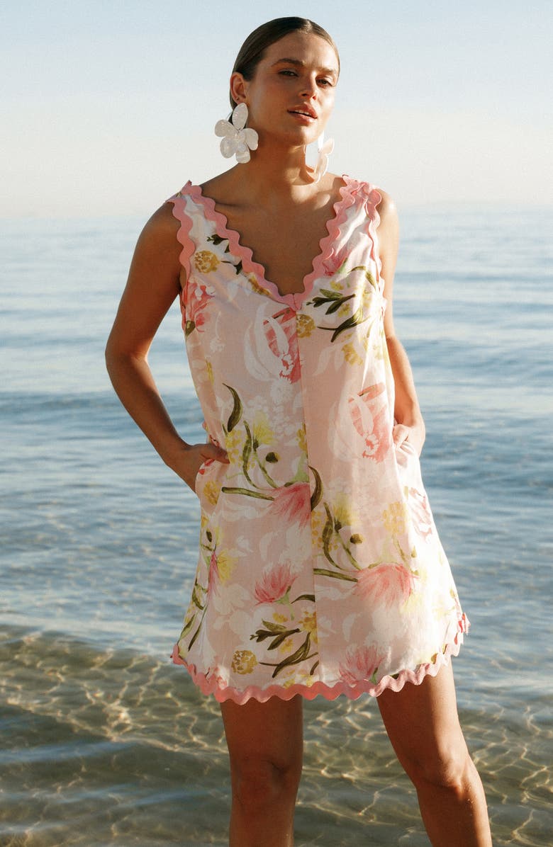 Petal & Pup Calliope Floral Cotton & Linen Minidress, Alternate, color, Acacia Blossom