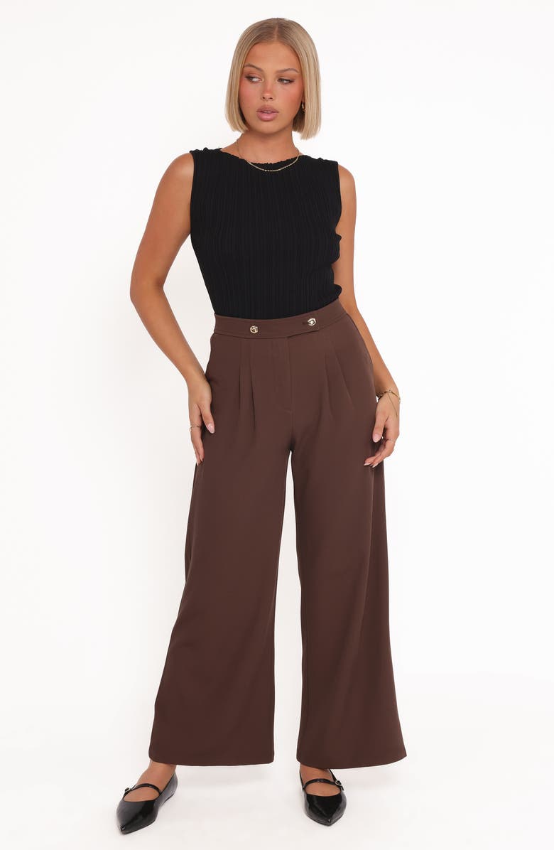 Petal & Pup Corfu Pleat Front Wide Leg Pants, Alternate, color, Brown