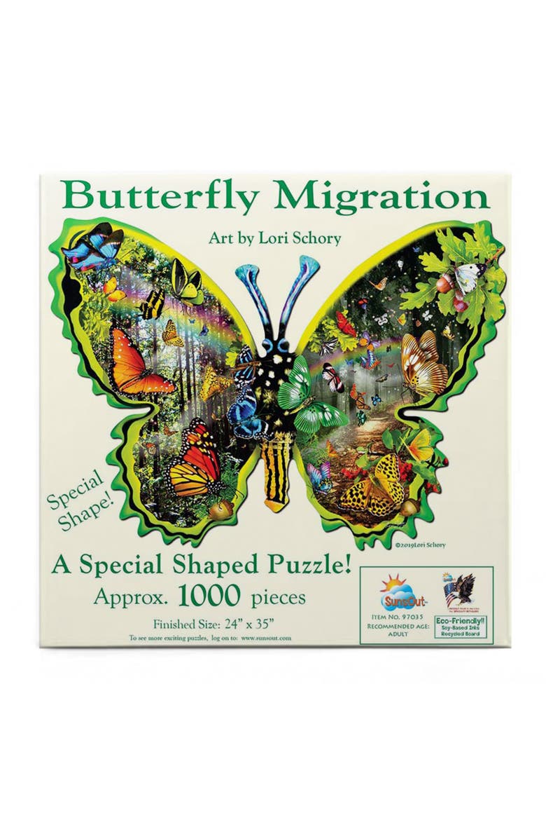 Butterfly Migration 1000 piece Jigsaw Puzzle for Adults Special Shape, Alternate, color, Multicolor