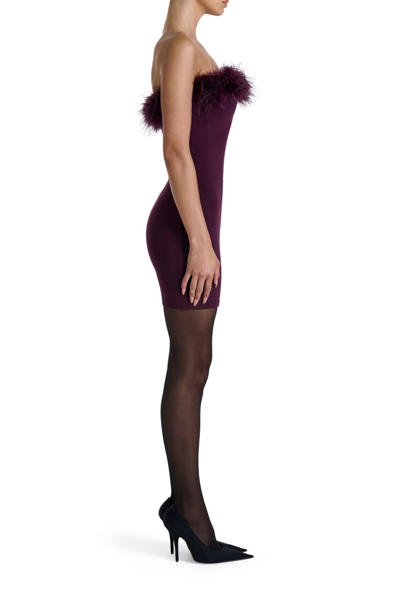 Butter Feather Minidress, Alternate, color, DARK PLUM
