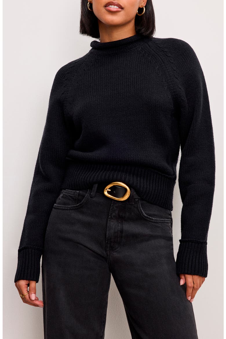 Mock Neck Sweater, Main, color, BLACK001