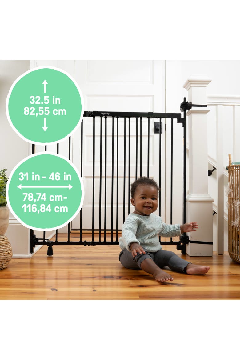 The Stairway+ 46W Series Pet and Baby Gate, Alternate, color, Black
