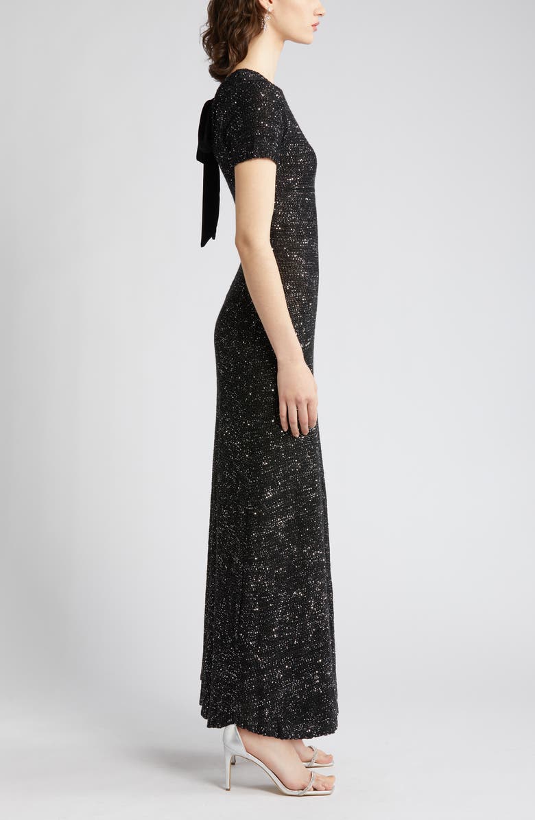 ZOE AND CLAIRE Sequin Short Sleeve Sweater Dress, Alternate, color, Black