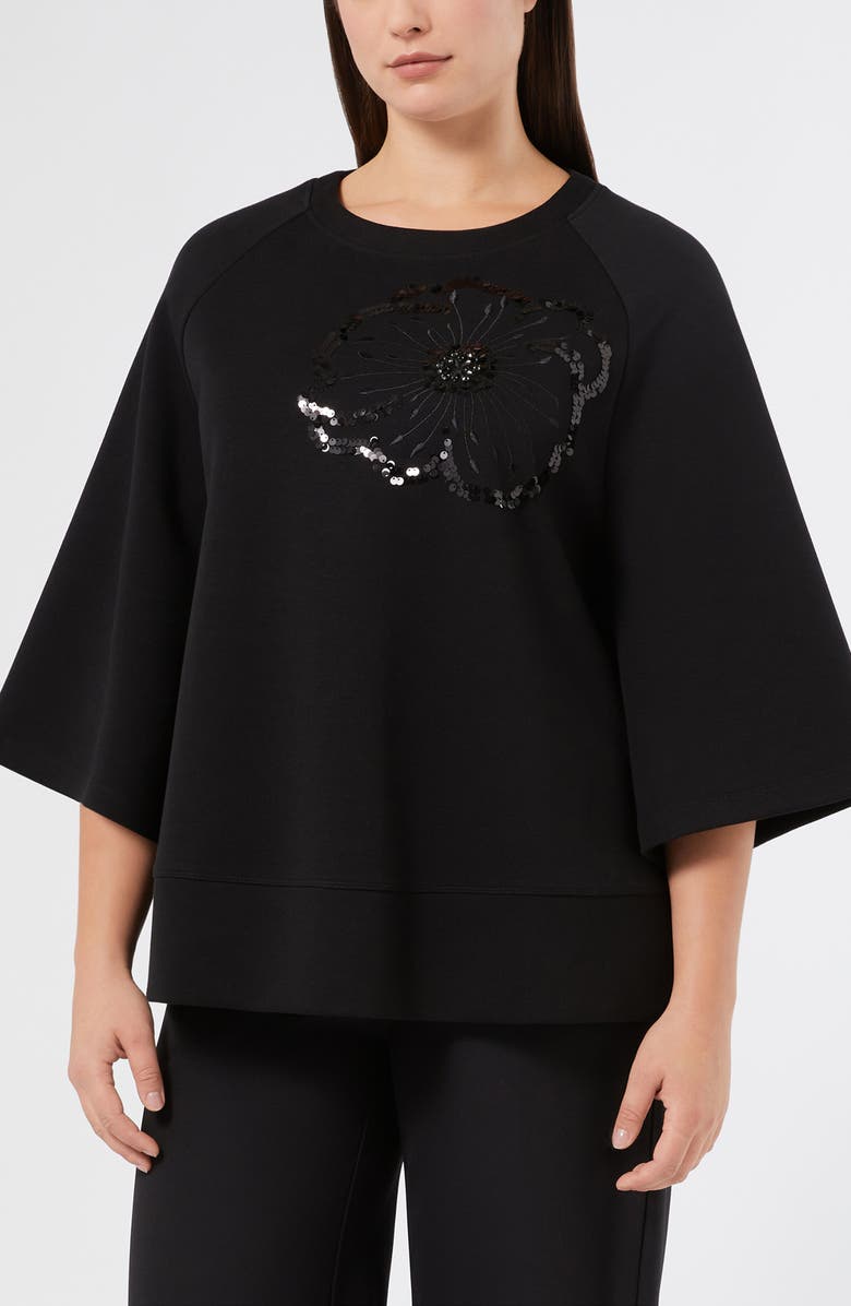 Marina Rinaldi Roen Sequin Sweatshirt, Main, color, Black