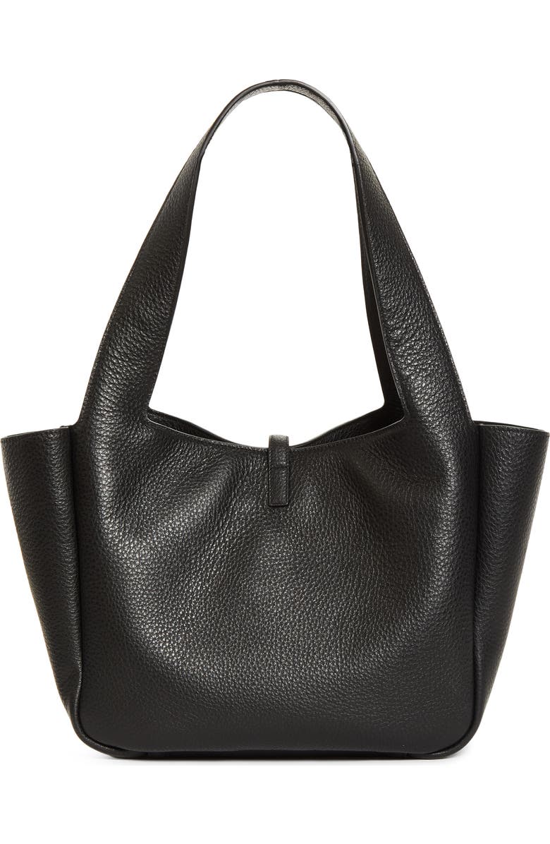 Saint Laurent Small Le 5 À 7 Bea Leather Tote, Alternate, color, Black