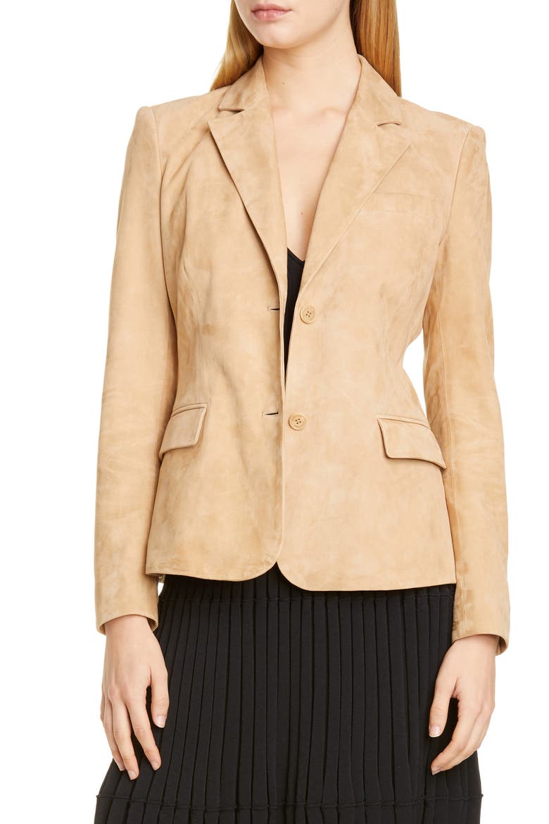 Two-Button Suede Jacket, Main, color, 000253 CAPPUCCINO