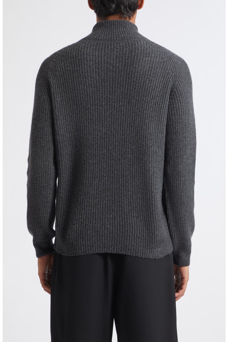 Cashmere & Extrafine Merino Wool Rib Half Zip Sweater, Alternate, color, DARK ASH