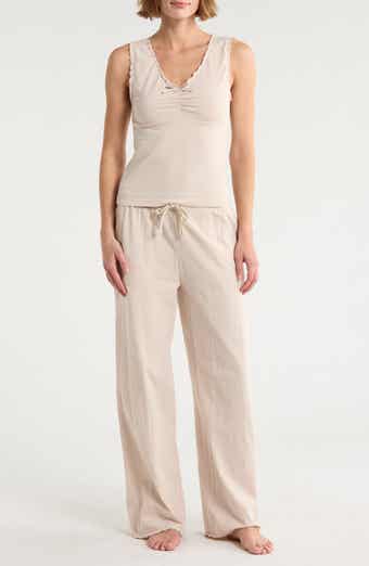 YOGALICIOUS Lettuce Edge Cotton Jersey Long Pajamas