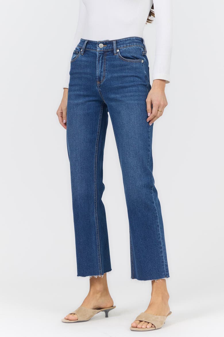 Anika Mid Rise Raw Hem Ankle Straight Jeans, Alternate, color, Libertas