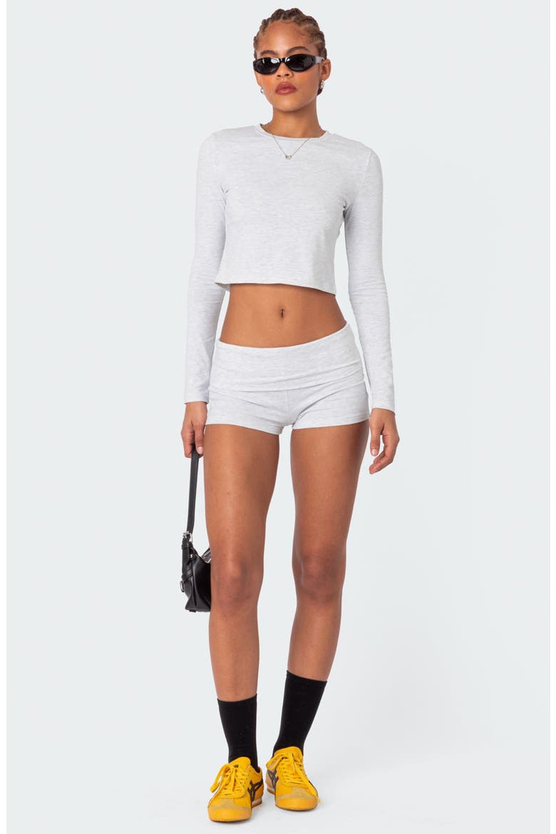 Meg Foldover Shorts, Alternate, color, GRAY-MELANGE