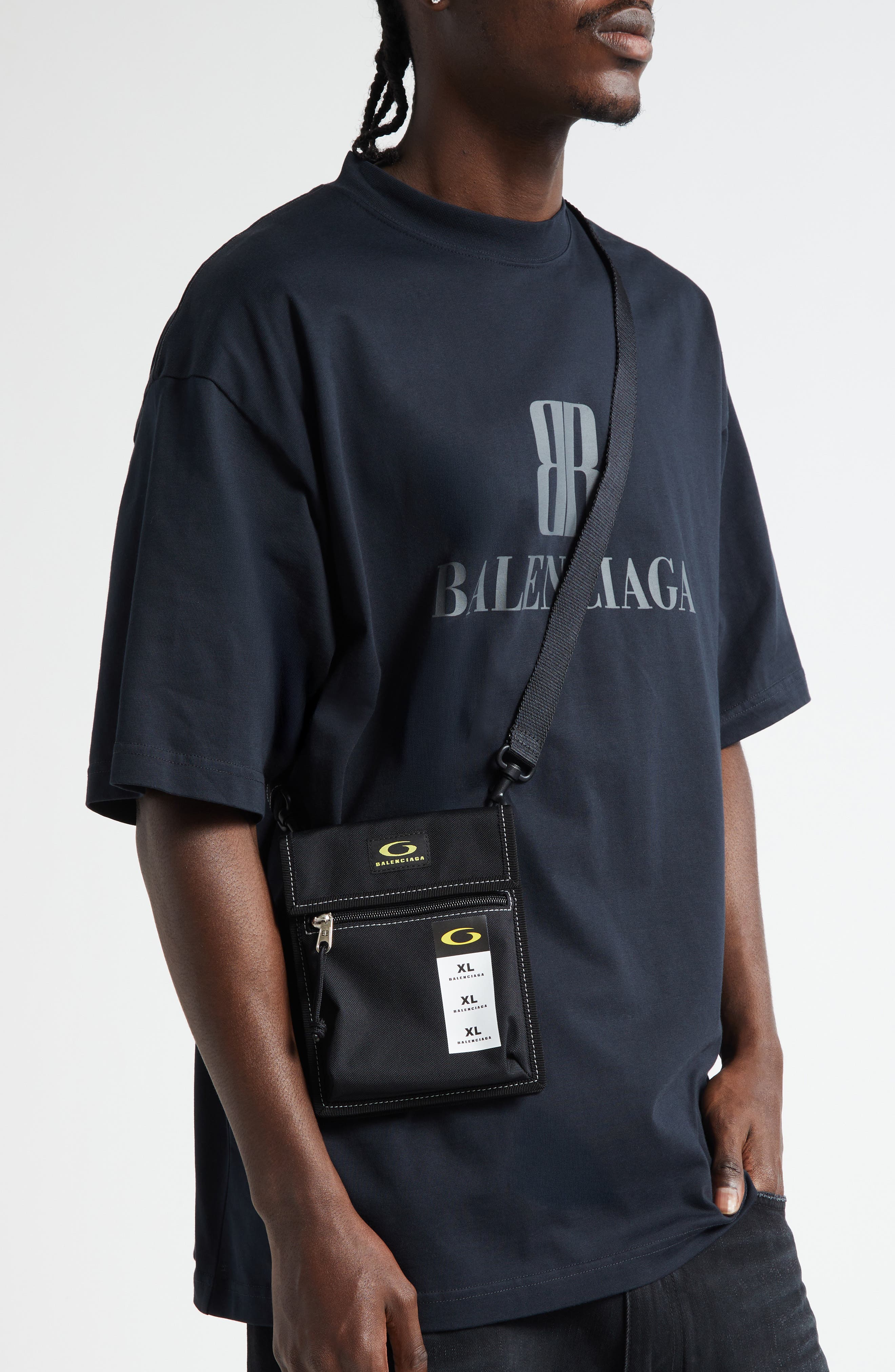 Balenciaga Explorer Crossbody Pouch, Alternate, color, 1078 Black/ Yellow/ White