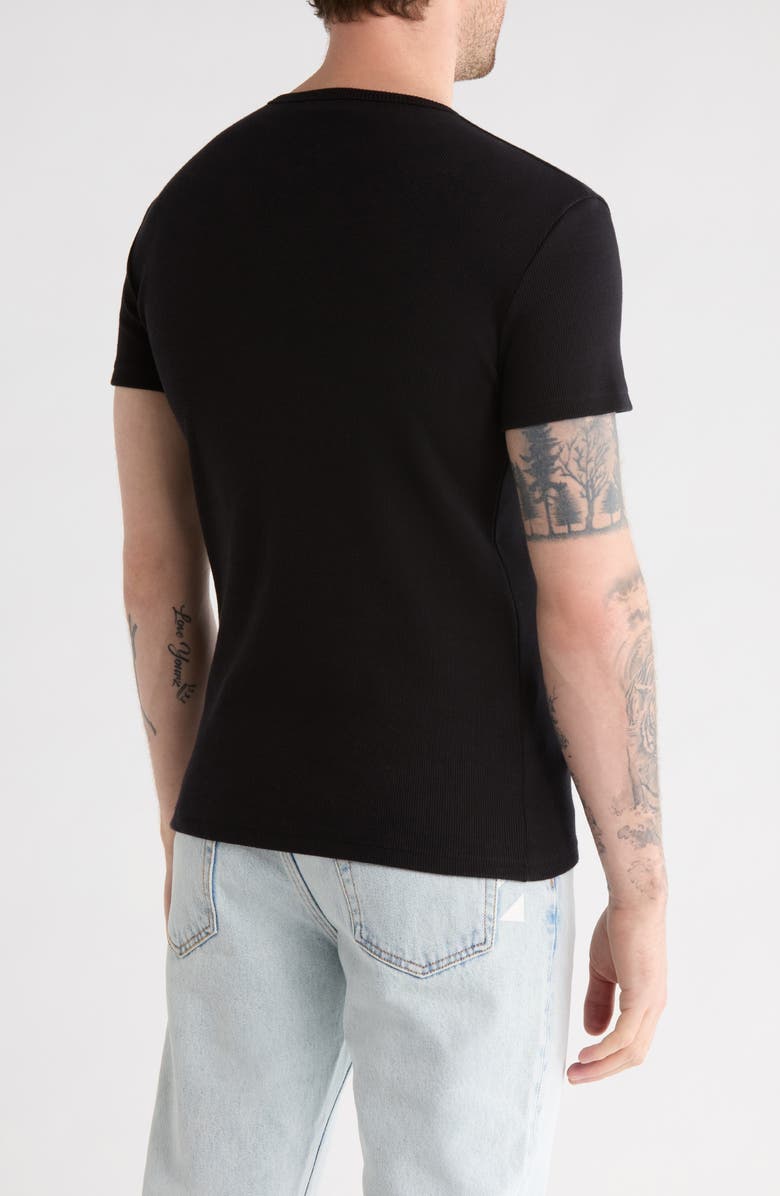 Off-White Off Stamp Rib Stretch Cotton T-Shirt, Alternate, color, Black And White