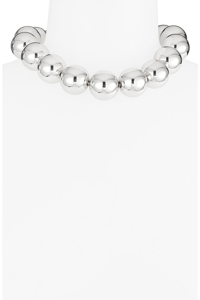 Short Faux Pearl Necklace, Alternate, color, SILVER