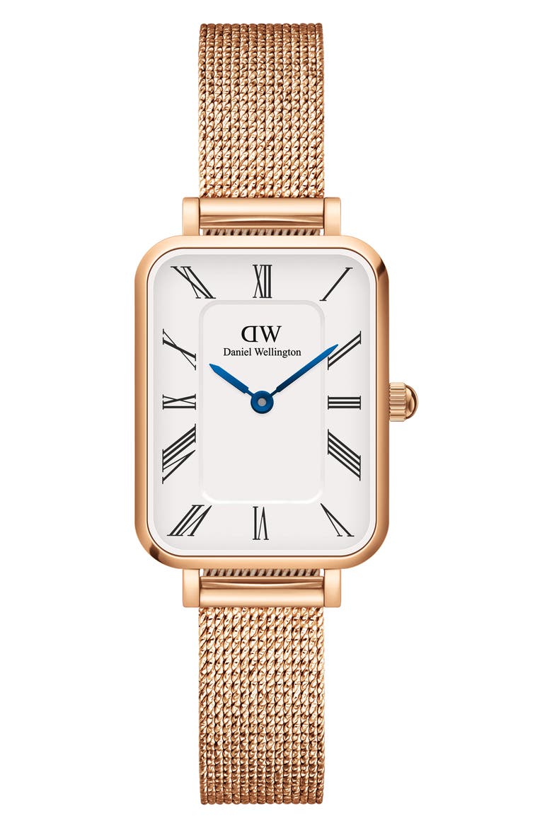 Quadro Mesh Strap Bracelet, 20mm x 26mm, Main, color, ROSE GOLD