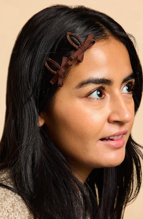 Chunks Set Of 4 Bow Snap Clip Barrettes In Brown