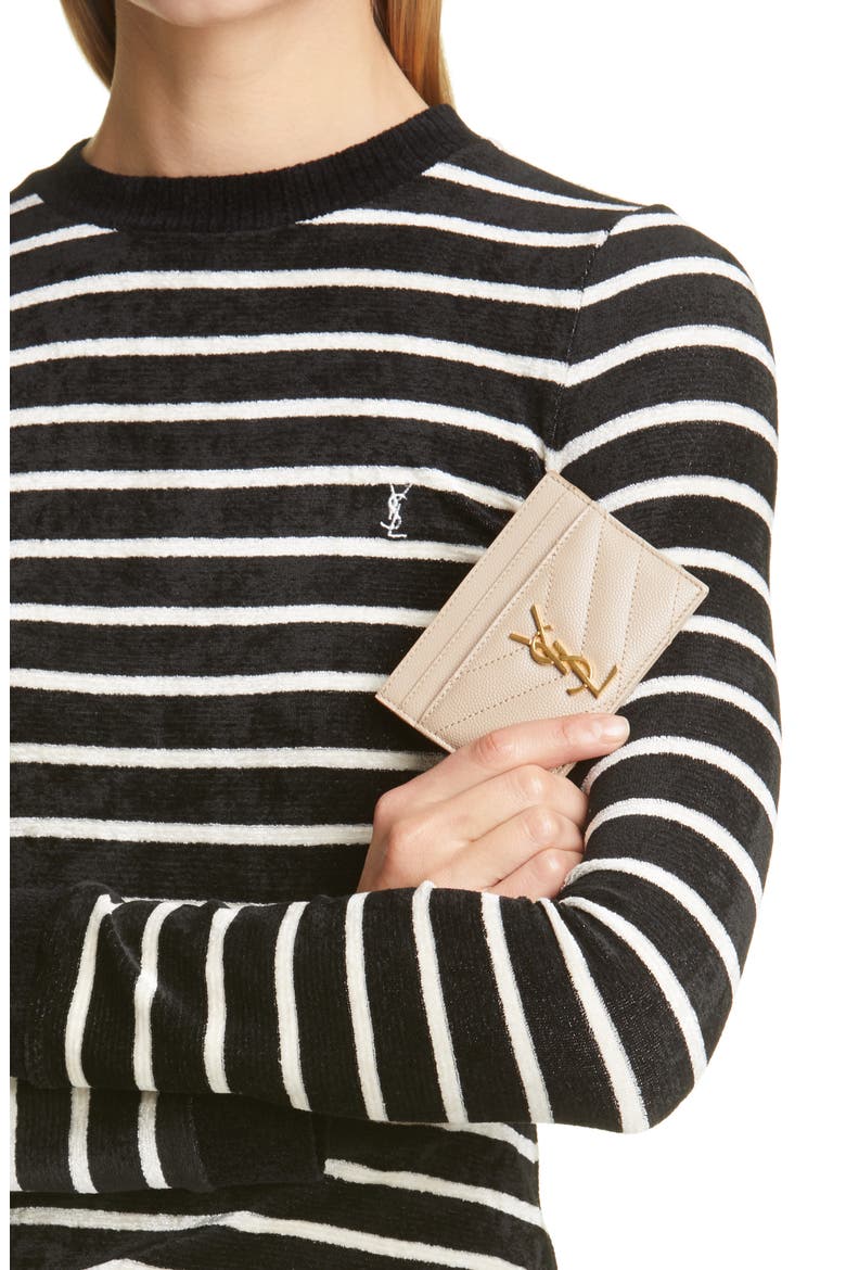 Cassandre Matelassé Leather Card Case, Alternate, color, 2721 DARK BEIGE