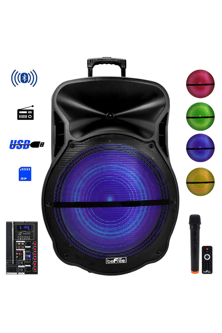 18 Inch Bluetooth Portable Rechargeable Party Speaker, Main, color, Black