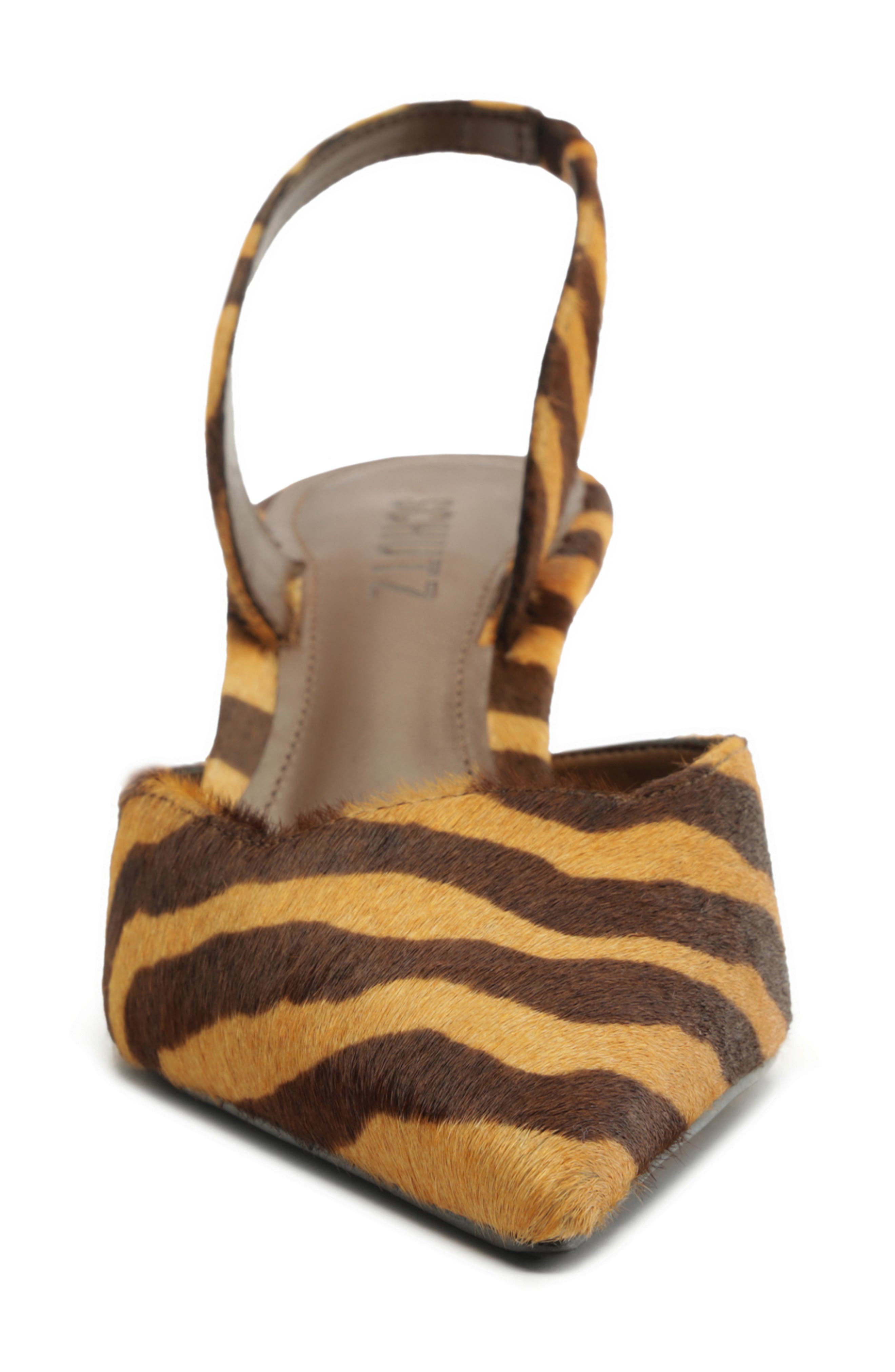 Schutz Paola Mid Slingback Pointed Toe Pump, Alternate, color, Natural Calf Hair