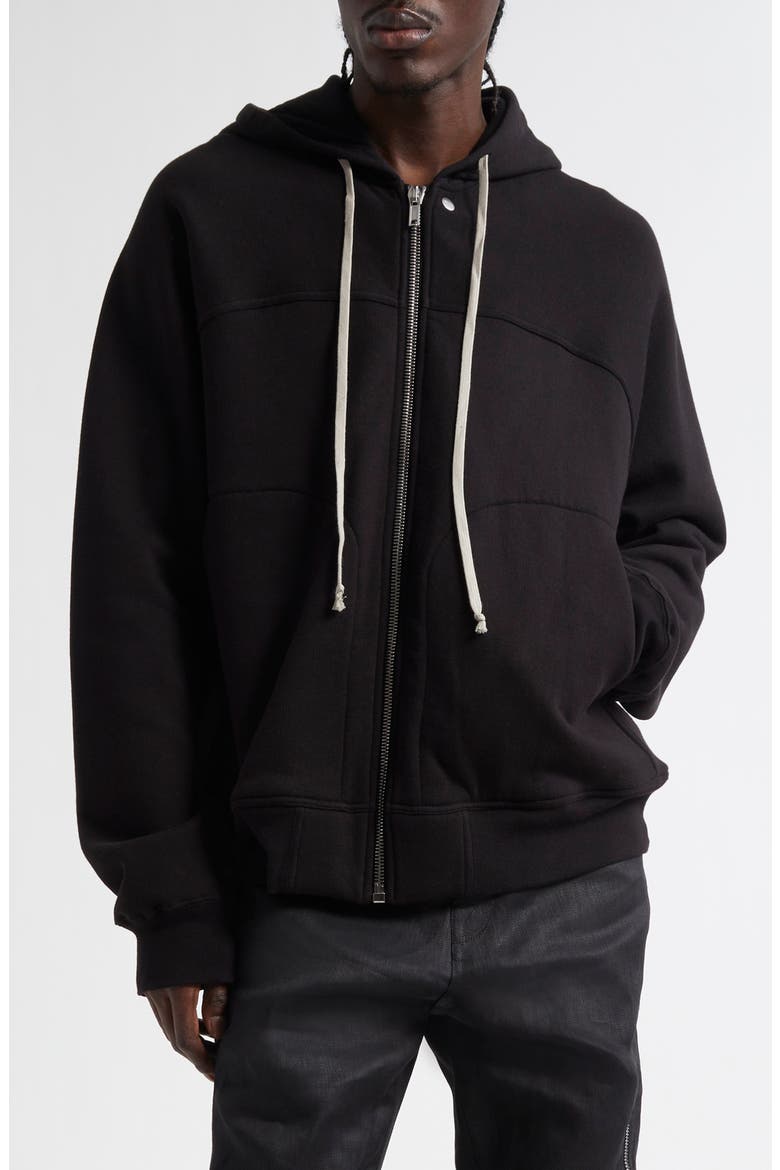Windbreaker Cotton Zip Hoodie, Main, color, BLACK