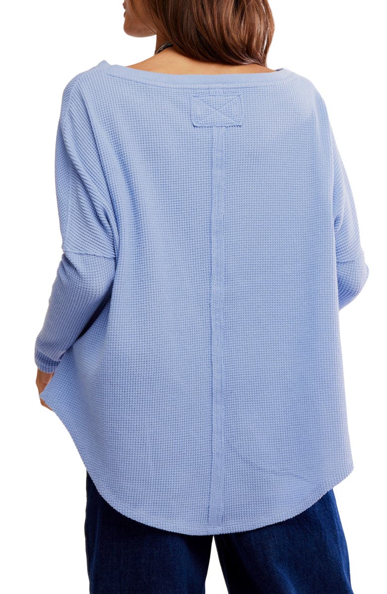 Free People Latte Blue Oversize Thermal Top, Alternate, color, Dawn Breeze