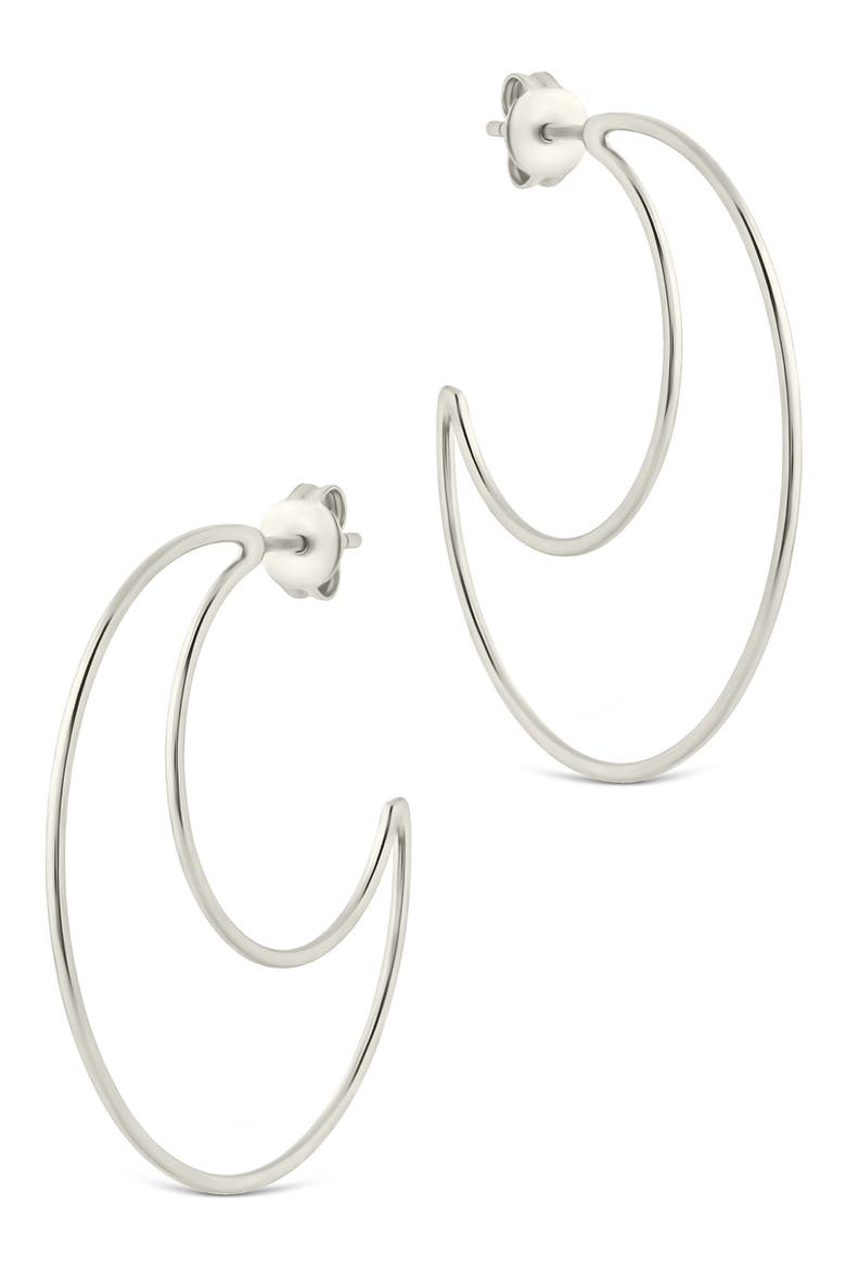 Laura Crescent Hoop Earrings, Alternate, color, SILVER