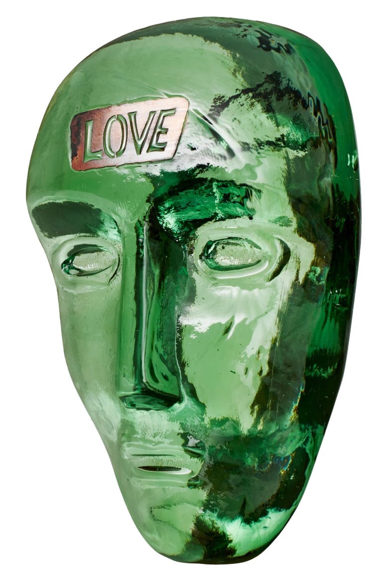 Companion Love Glass Mask Sculpture, Alternate, color, GREEN