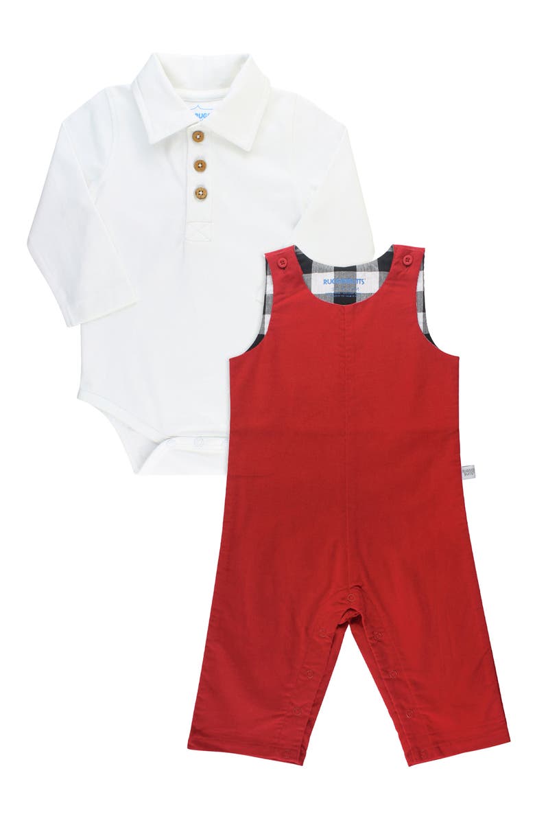 RuggedButts Polo Bodysuit & Overalls Set, Main, color, 