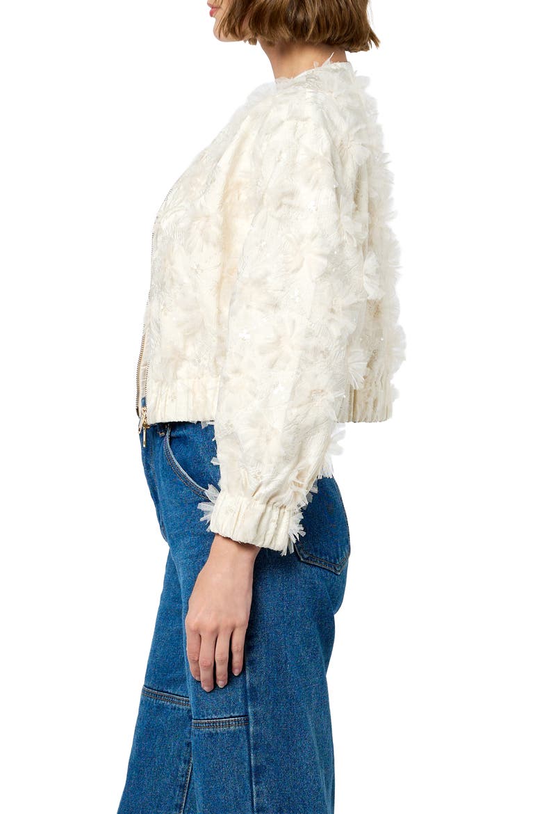 Kamielle Embellished Bomber Jacket, Alternate, color, EGRET