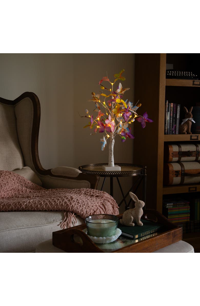 NEARLY NATURAL 2-ft Pre-Lit Artificial Butterfly Twig Tree with 24 Warm White LED Lights, Alternate, color, Multi