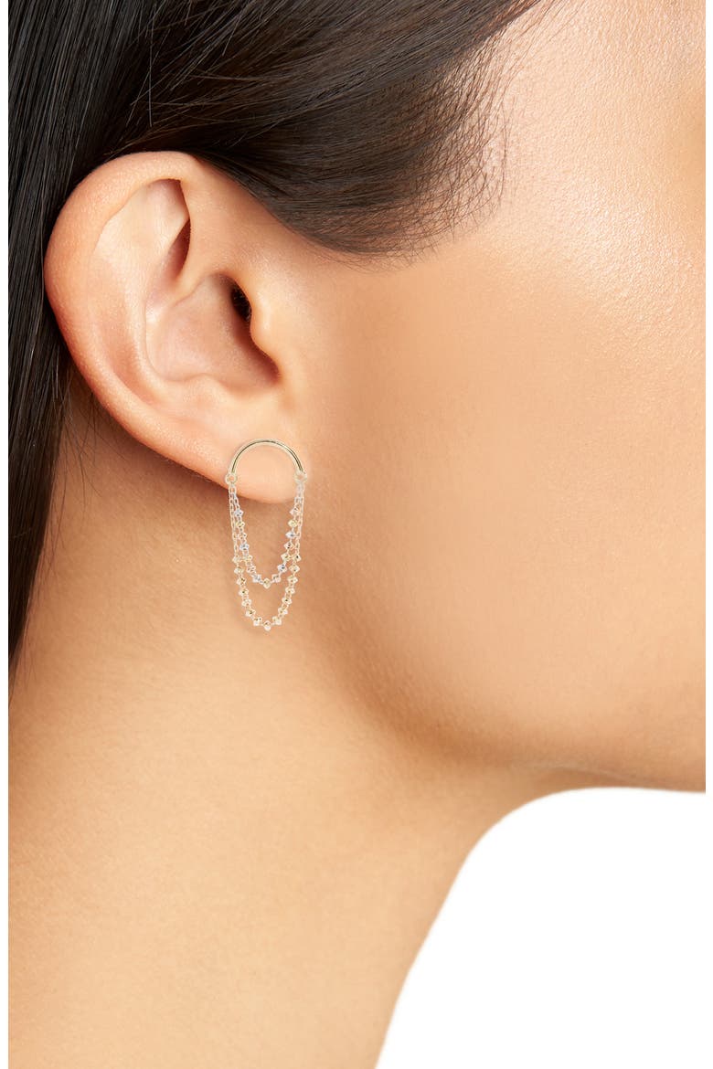 Crescent Drop Earrings, Alternate, color, 18KYG