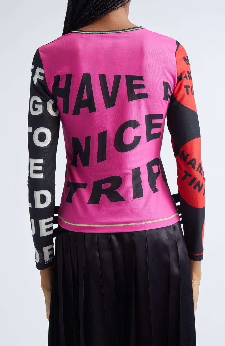 Chopova Lowena Don't Talk to Me Long Sleeve Mesh Top, Alternate, color, Black Multi