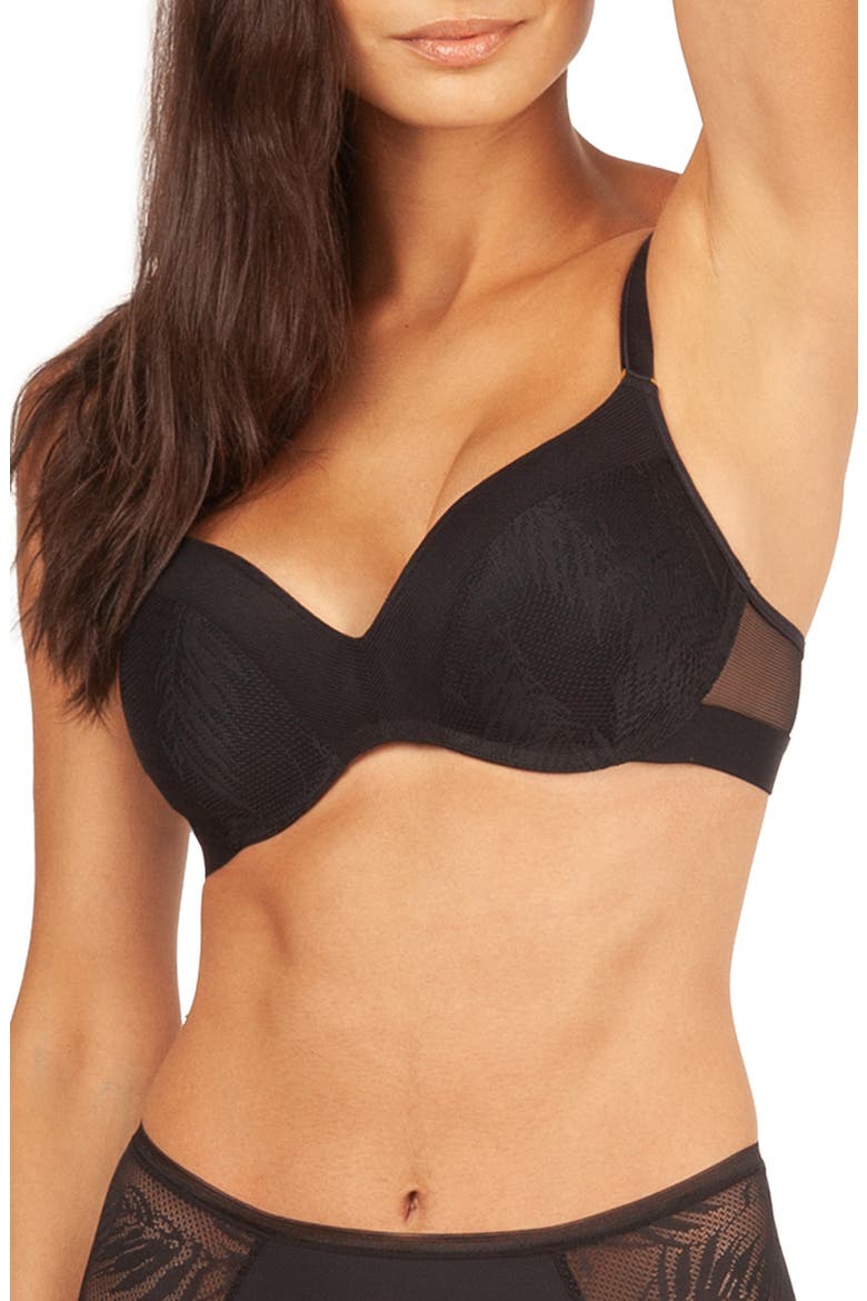 The Smooth Lace No-Wire Push-Up Bra, Main, color, JET BLACK