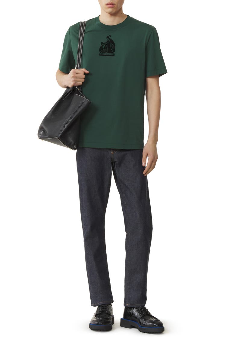 Mother And Child Flocked Cotton T-Shirt, Main, color, Pine Green