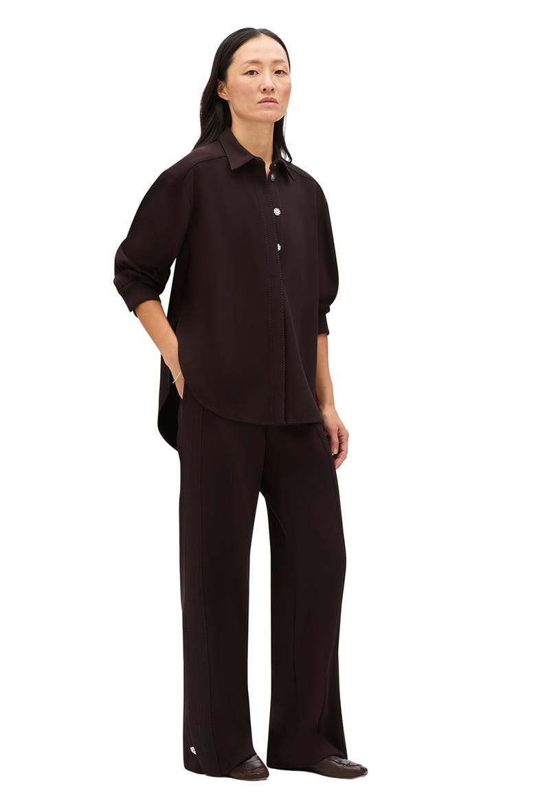 Fluid Jersey Blouse, Alternate, color, Dark Chocolate