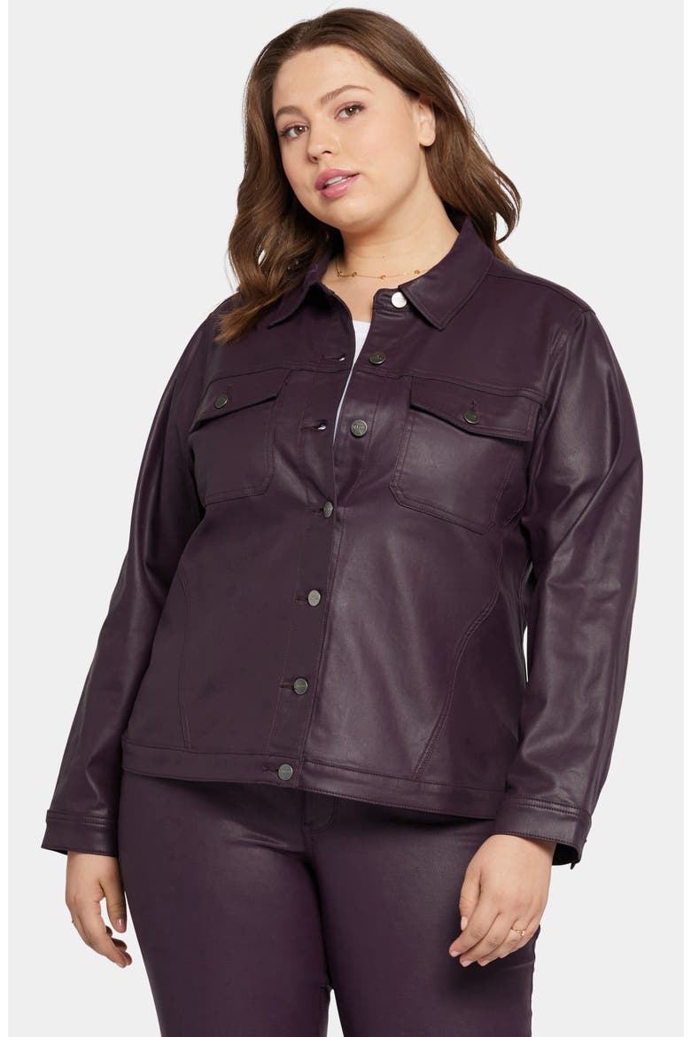 Coated Stretch Denim Jacket, Alternate, color, EGGPLANT COATED
