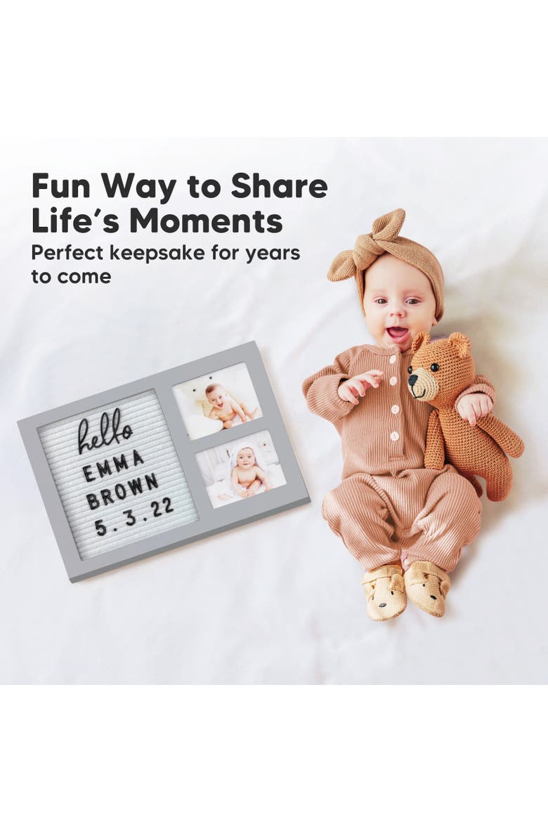 Heartfelt Picture Frame with Felt Letterboard, Alternate, color, Cloud Gray
