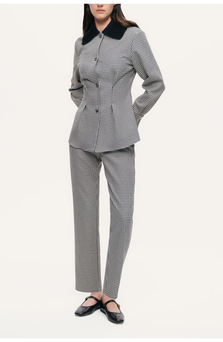 Nocturne Corset-Back Checked Sculpted Shirt, Main, color, Multi-Colored