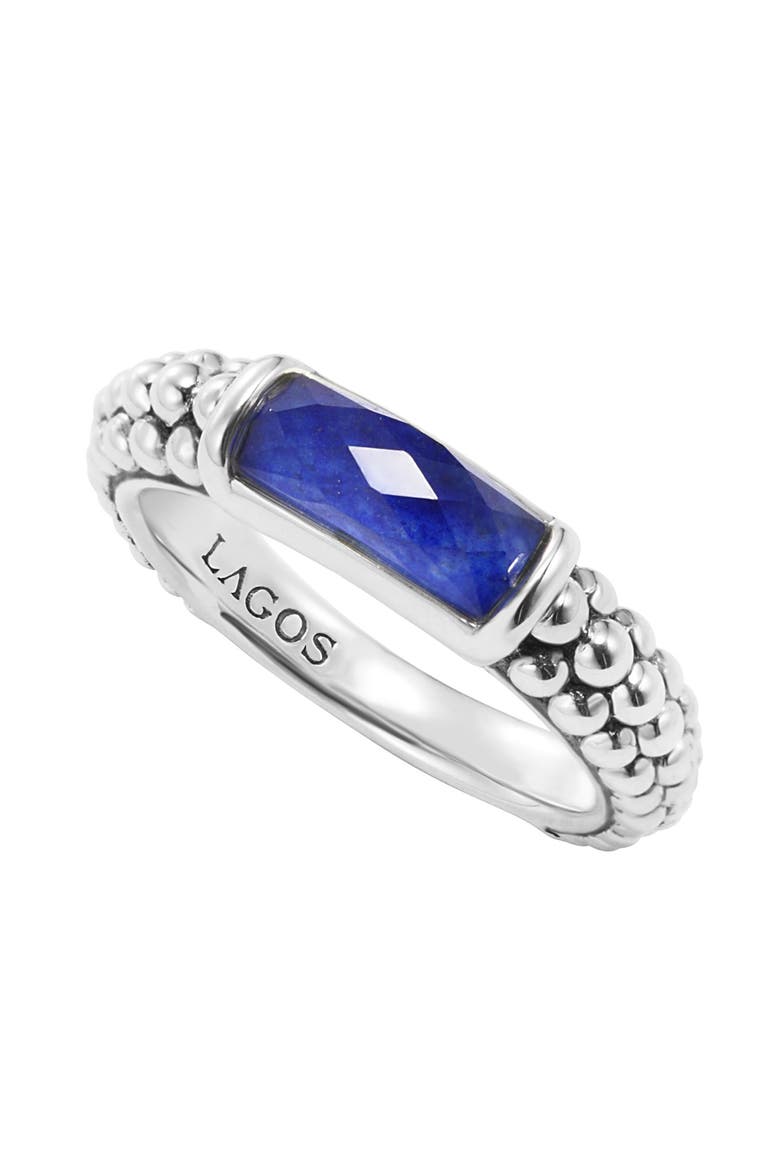 'Maya' Stackable Caviar Ring, Main, color, LAPIS