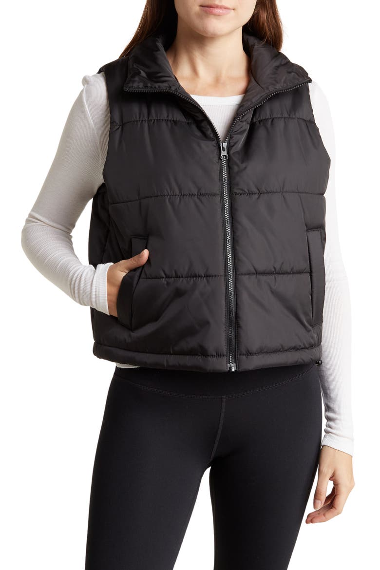 Crop Puffer Vest, Main, color, BLACK