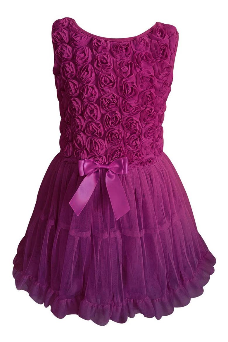 3D Rosette Dress, Main, color, PINK PURPLE