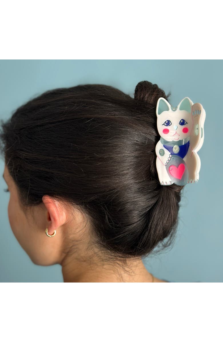 Centinelle Maneki Lucky Cat Hair Claw, Alternate, color, White