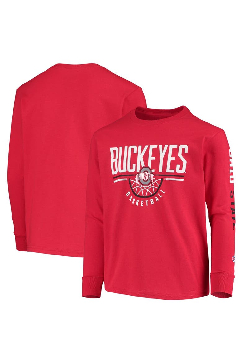 Youth Champion Scarlet Ohio State Buckeyes Basketball Long Sleeve T-Shirt, Main, color, Scarlet
