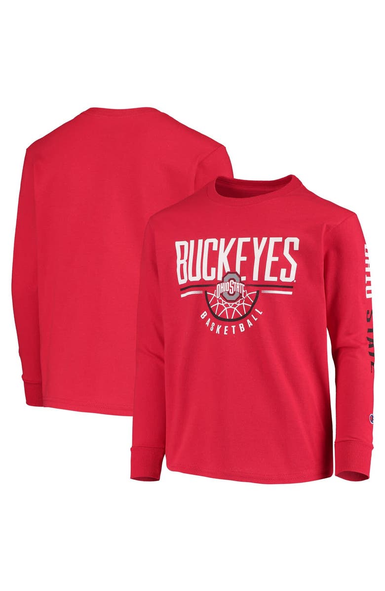 Champion Youth Champion Scarlet Ohio State Buckeyes Basketball Long Sleeve T-Shirt, Main, color, 